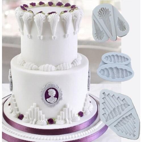 KUXSE Sugar Frost Serrated Shell Cake Border Silicone Molds Fondant Cake Decorating Tools Sugarcrafts Chocolate Gumpaste mold