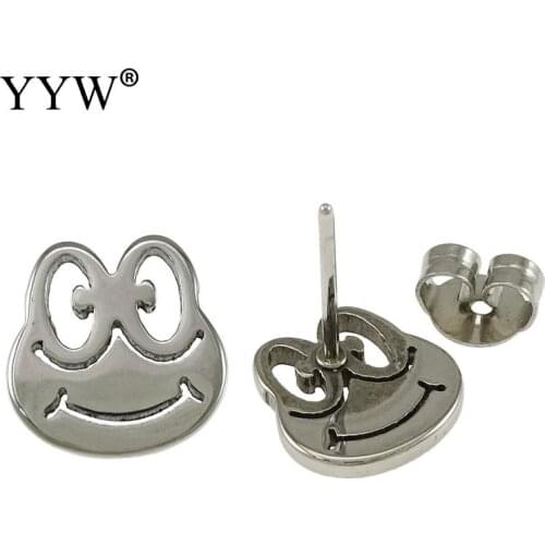 Fashion Stainless Steel Earrings For Women Girls Sliver-Color Simple Frog Shape Earrings Studs Best Jewelry Gift Women