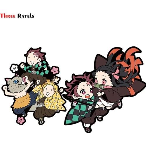Three Ratels FC730 Demon Slayer Chibis DECAL Kimetsu No YaibaTanjirou And Nezuko Car Stickers