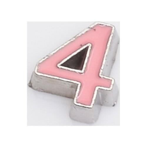 Number pink 4,Floating charms,Fit floating charm lockets, FC0163-4