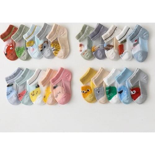 5 Pairs/lot Summer Thin Mesh Infant Newborn Baby Socks Lovely Cartoon Soft Cotton Short Scoks for Kids Boys Girls 0-5Y