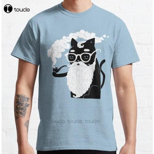 New Whiskers And Pipe Classic T-Shirt Cotton Men Tee Shirt