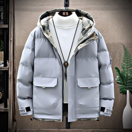 Parka Hombre Autumn Winter Parkas Men Cotton Padded Jacket Outwear Thicken Warm Puffer Jacket Solid Color White Coat Men 2021