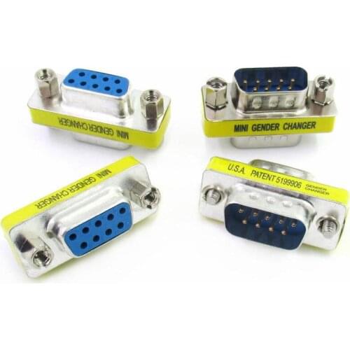 5pcs DB9 9Pin Male To Male Mini Gender Changer Adapter RS232 Serial Connector Female To Female Female To Male D-Sub Connectors