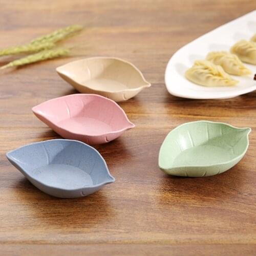 Plastic Soy Sauce Tray Seasoning Bowl Small Plate Tableware Wheat Straw Japanese Multi-Purpose Dishes Mini Pigment Leaf Shaped