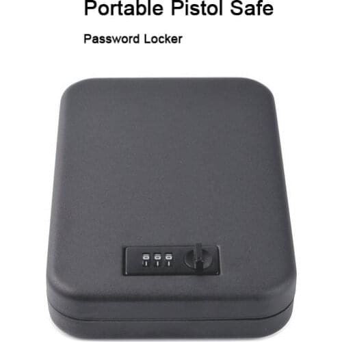 Portable Pistol Safe Mini Password lock Gun Box Car Security Box To Storage Valuables Cash Jewelry Safe Ammo Box Gun Safes