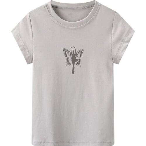 Casual Women Soft Cotton O Neck Slim T-shirt 2021 Summer Fashion Ladies High Street Vintage T-shirt Female Printed T-shirt Top