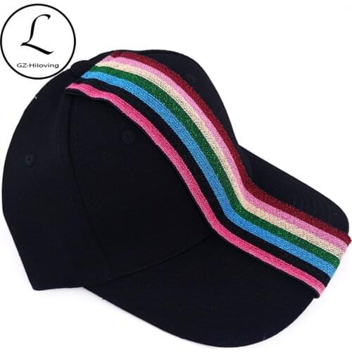 Casual Colorful Ribbon Cotton Baseball Caps For Woman Girls 2019 Summer Solid color Adjustable Caps Hats Hip hop Fitted Caps