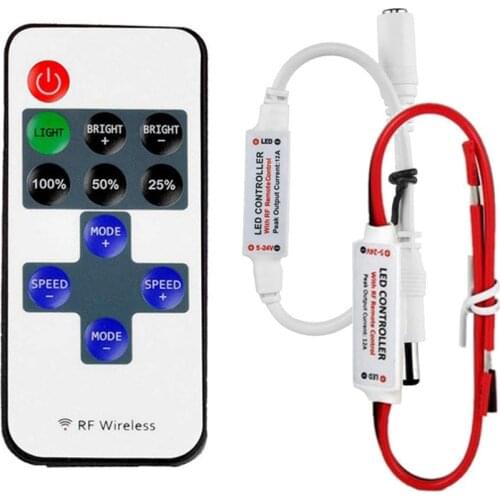 RF 11Keys Remote Single Color LED Dimmer Controller DC/USB/Wire For 2835/5050/5730 Led Strip Light DC5-24V