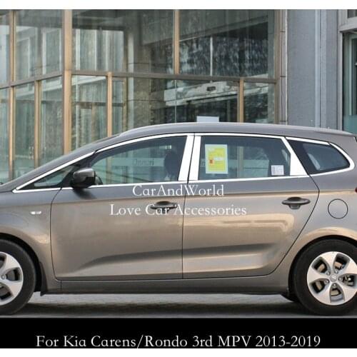 For Kia Carens RP 3rd Generation Rondo MPV 2013-2019 Stainless Steel Car Door Window Pillar Frame Middle Column Trim Accessories