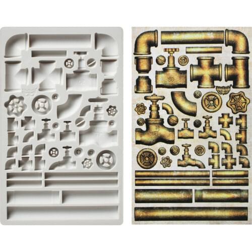 Rusty Pipeline Silicone Mold Fondant Mould Cake Decorating Tools Chocolate Gumpaste Molds, Sugarcraft, Kitchen Gadget