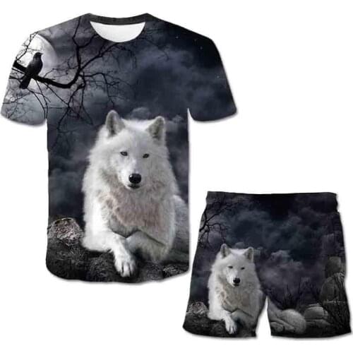 Summer Animal Wolf Shorts for Men/Women Brand Shorts 3D Print Funny Pants Shorts + T Shirt Suit Sets Graphic Clothing 2021