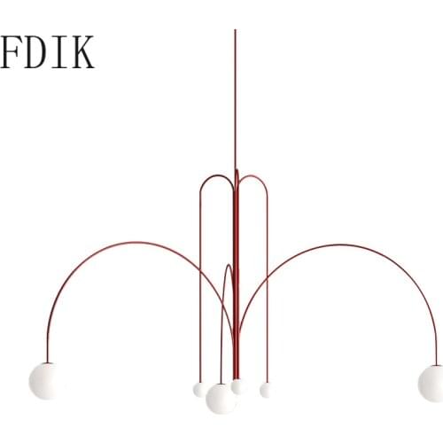 Post Modern Creative Art Hanglamp Nordic Minimalist Design Line Chandelier for Coffee Shop Hotel Loft Decor Luminaire Suspension