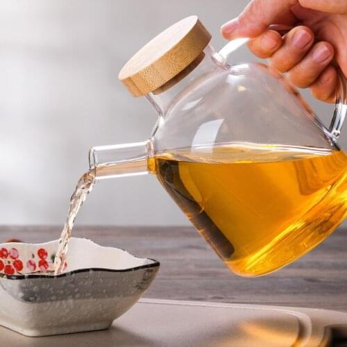 Glass oil pot kitchen supplies mixing bottle high pot pot with lid borosilicate glass oil glass seasoning