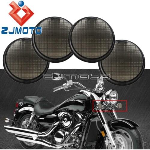 For Kawasaki Vulcan 1600 Classic Honda Cruisers Motorbike Smoke Turn Signal Light Indicator Bullet Visor Lenses Lens Cover 4X