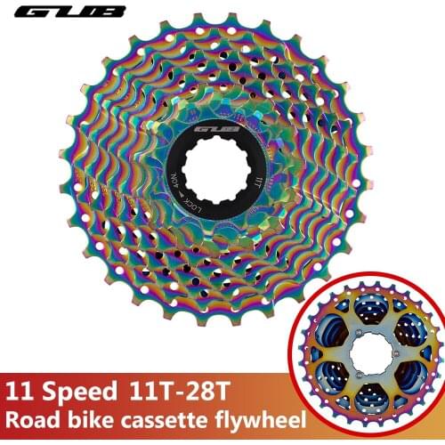GUB Bicycle Sprocket Colorful 11T-28T Electroplating 9S 10S 11S Hollow Lost Gear Bicycle Cassette Bike Freewheel for MTB Bike