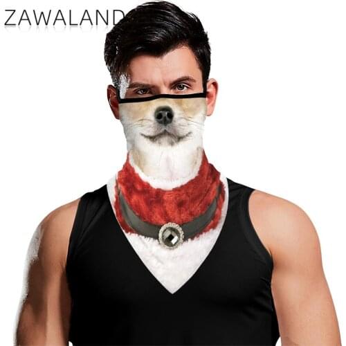 Zawaland Christmas Neck Scarves Fashion Breathable Multifunctional Triangular Scarf Outdoor Animal Dog Print Triangular Scarf