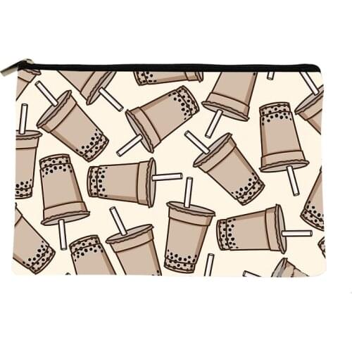 Women sweet Bubble Tea Printed Make up bag Fashion Women Cosmetics Organizer Bag for Travel Colorful Storage Bag for Lady Bag