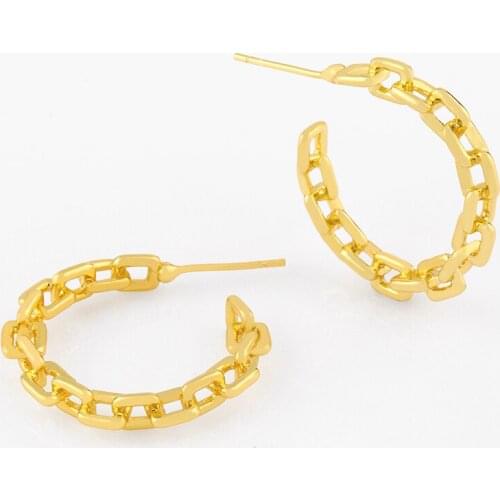 Gold Curb Link Chain Hoop Earrings For Women Twisted Geometric Round Circle Earrings Ear Rings Statement Jewelry Gifts ersu72