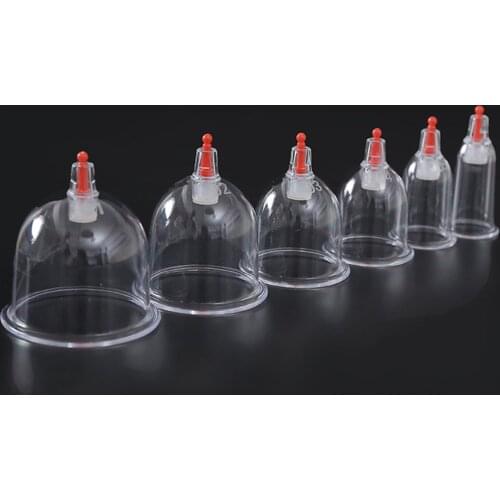 1Set* 6 Pcs Massage Vacuum Cupping Set Thicker Magnetic Aspirating Cupping Cans Cupuncture Massage Suction Cup With Tube Gift