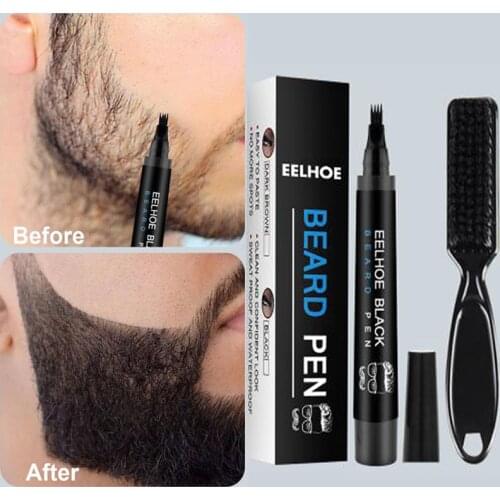Portable Beard Filling Pen Kit Black or Brown Beard Pen Effectively Cover Beard Shadows Silky Brush Waterproof Sweat-proof TSLM1
