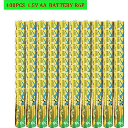 100Pcs 1.5V AA Super Heavy Duty Zinc Carbon Battery R6P UM3 2A Bateries Single Use Batteries for Thermometer R6P LR6 R6