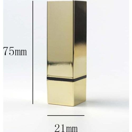 12.1mm Square Empty Tube Black Gold Cover Lipstick Cosmetic Container Retail and Wholesale