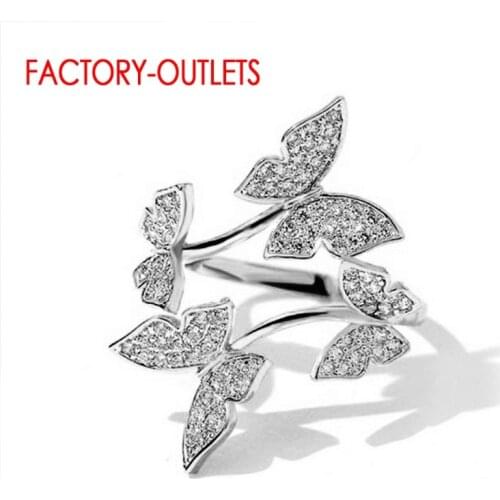 Butterfly Pattern Crystal Adjustable Finger Rings For Women Sterling Silver 925 Crystal Ring Fashion Christmas Jewelry Gift
