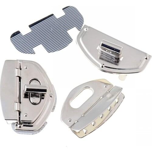 Free Shipping-1 Set Silver Tone Silver Tone Handbag Bag Accessories Purse Twist Turn Lock 40x57mm F1449