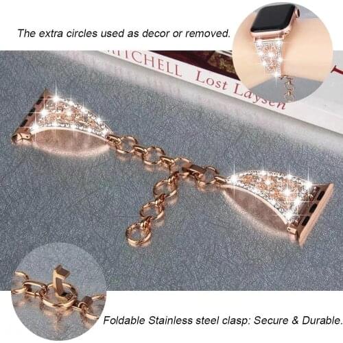 Luxury Bling Diamond Womens bracelet for Apple Clock Band Series 6 SE 5 4 3 Metal Strap for iWatch 40mm 4mm 38mm 42mm Chain Bel