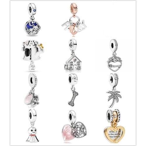 925 Sterling Silver Princess Crown Heart With Crystal Pendant Bead Charm Fit Pan Bracelet & Necklace Diy Jewelry