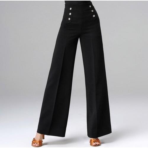 Spring Fall Fashion Women High Waisted Double Breasted Buttons Black Wide Leg Trousers , Woman Clothes 3xl Pants