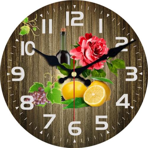 Shabby Chic,Flower Fruit Wine Wall Clocks,Vintage Wall Clock,Wall Watches Home Decor,Large kitchen Clock