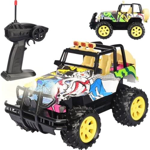 Four-Way Electric Remote Control Toy Car 1:14 Graffiti Cross-Country Traffic Jam Toy Car Model Boy Large Graffiti Toy Car