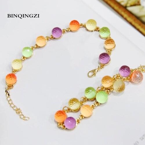 Colorful Planet Glass Cabochon Charm Bracelet Women Vintage Jewelry Red copper color Chain Link bracelets & bangles