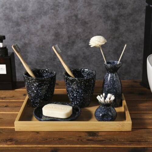Japanese Style Hotel Bed And Breakfast Bathroom Decoration Tray Toilet Mouthwash Cup Brushing Cup Bathroom Set Five-Piece Wash