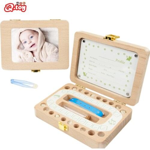 Baby Tooth Box Wooden Photo Frame Fetal Hair Kid Teeth Box Storage Infant Umbilical Keep Collect Child Souvenir Gift
