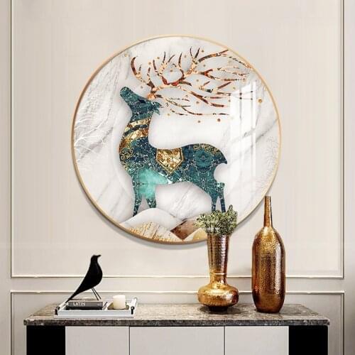 Home Decor Canvas Deer Cartoon Paintings Pictures Beautiful Round Wall Art Printed Modular Poster No Frame Artwork Living Room