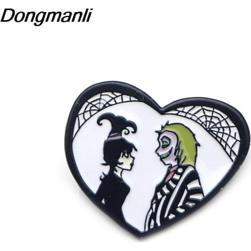 DZ354 Ghost Heart Shape Enamel Pins Badge Brooch Backpack Bag Collar Lapel Decoration Jewelry