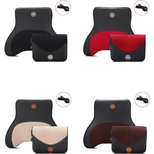 Electric massage Car Seat Headrest Pad Memory Foam Pillow Head Neck Rest Support Cushion seat lumbar support cushion Neck pad