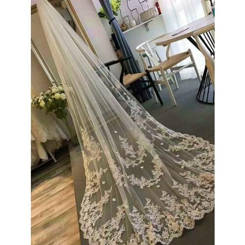 2021 New Long Lace Edge Bridal Veil White Ivory Wedding Veils With Comb New Bridal Accessories