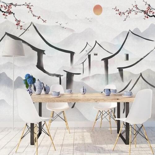 New Murals Photo Chinese Style Ink Painting Jiangnan Landscape Flowers Birds Mountains Art Decor Wallpaper For Bedroom Supplies