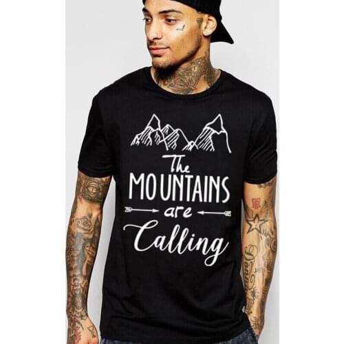 Independent Design Men Slim Short Sleeve Print MOUNTAINS Cotton T Shirt Black T-shirt For Male Brand Popular Clothing