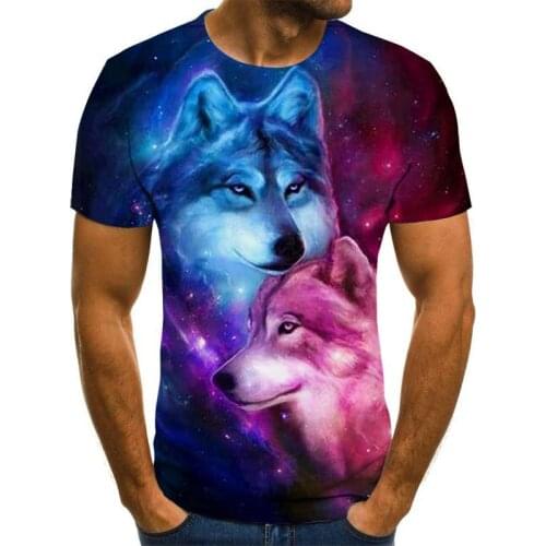 Wolf t shirt 3d T-shirt Animal Men T Shirt Blue Flame T Shirts 2020 Mens Clothes Galaxy Street Vintage Clothing Casual Tops