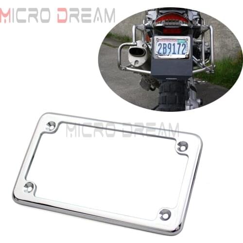 Chrome/Black Motorcycle License Plate Holder 4"x 7" Number Bracket Frame For Kawasaki Yamaha Suzuki Ducati Universal Cover