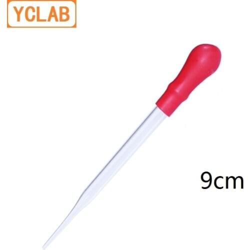 YCLAB 9cm Dropping Pipette Clear Glass Straight Tip with Red Latex Rubber Nipple Chemical Experiment Essential Oil Makeup