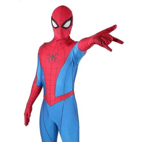 PS4 CLASSIC Peter Parker Cosplay Costume Zentai Halloween Costume SuperHero Bodysuit Jumpsuit CatSuits Fancy For Adult/Kids