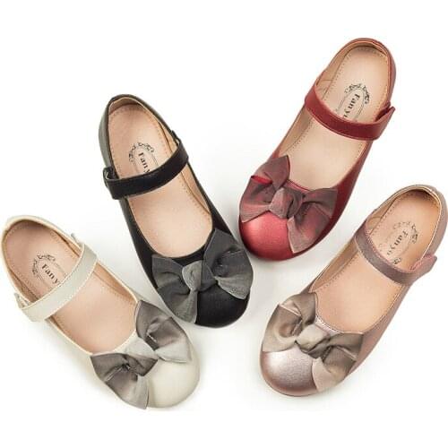 Girls' leather shoes princess shoes genuine leather 2020 new Korean soft sole soybean shoes 4-12 years girls' single shoes