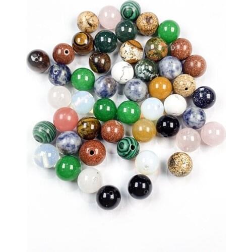 Natural Agate Round Beads Half Hole Quartz Turquoise Jade for Making Jewelry Necklace Earrings Bracelet Accessories Gift