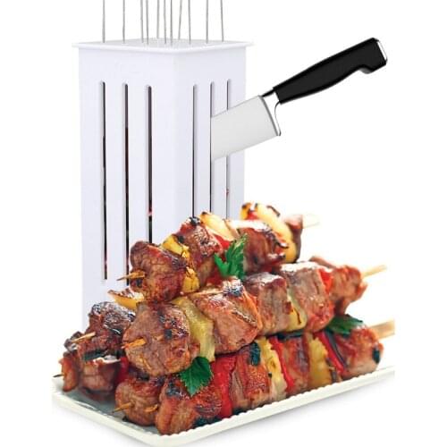 Easy Barbecue Kebab Maker Meat Brochettes Skewer Machine Bbq Grill Accessories Tools Set Meat Skewer Machine With 16 Skewers